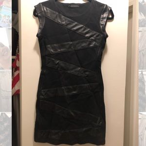 Bodycon Dress with Leather Details